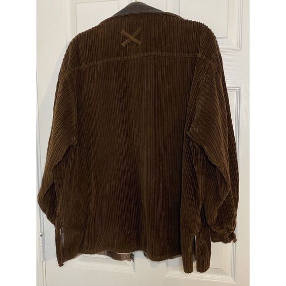 Brandon Thomas Cordoroy Jacket Zip Y2K VTG Cotton Flannel Lined 1X Leather Men's - Picture 3 of 10